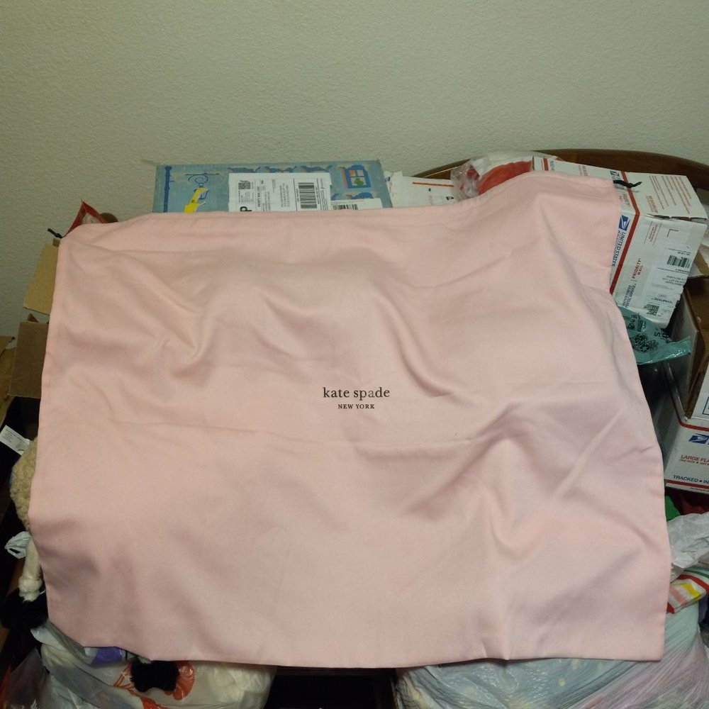 KATE SPADE XL DUSTBAG 35W x 30H - PINK - BLACK DRAWSTRING - SOMEWHAT SOFT